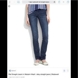 Madewell Rail Straight Jeans Sz 25 x 30